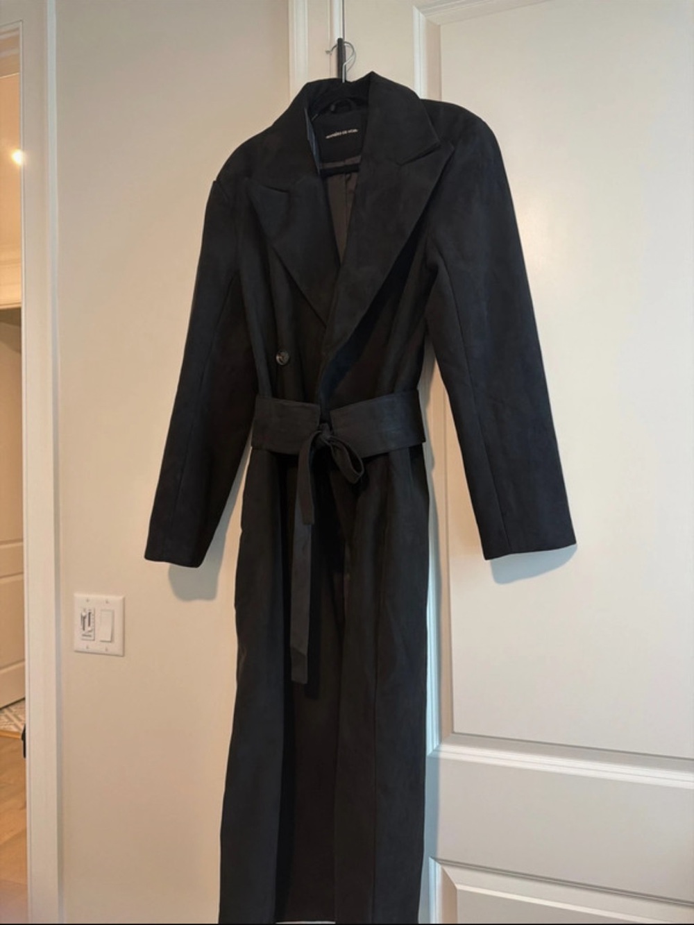 Maniere De Voir Black Long Belted Trench Coat